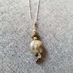 New gorgeous pyrite and agate with pyrite inclusions gemstone silver necklace